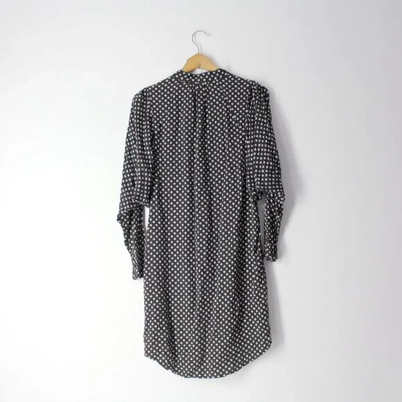 Joie Myune Tie Waist button down shirtdress black printed dolman sleeve Sz M - Picture 5 of 13